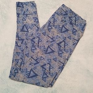 Lularoe TC leggings Blue and Cream